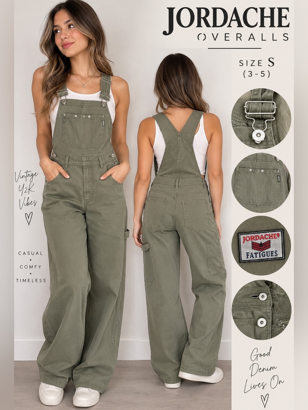Jordache Olive Utility Women's Denim Overalls